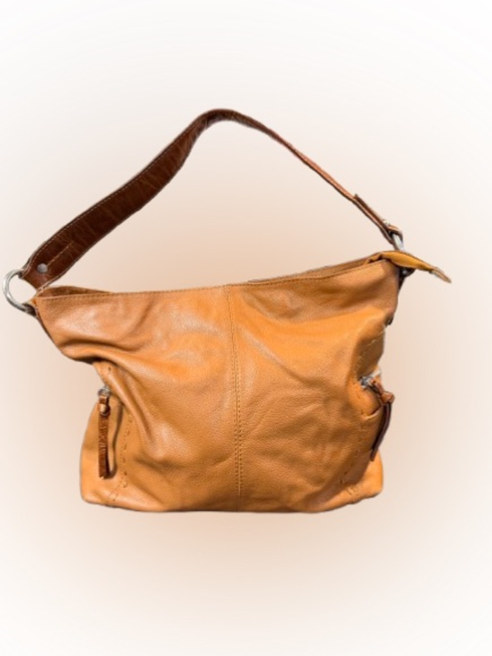 Nino Bossi Tan Leather Hobo Shoulder Bag Slouchy Soft Leather Large Purse